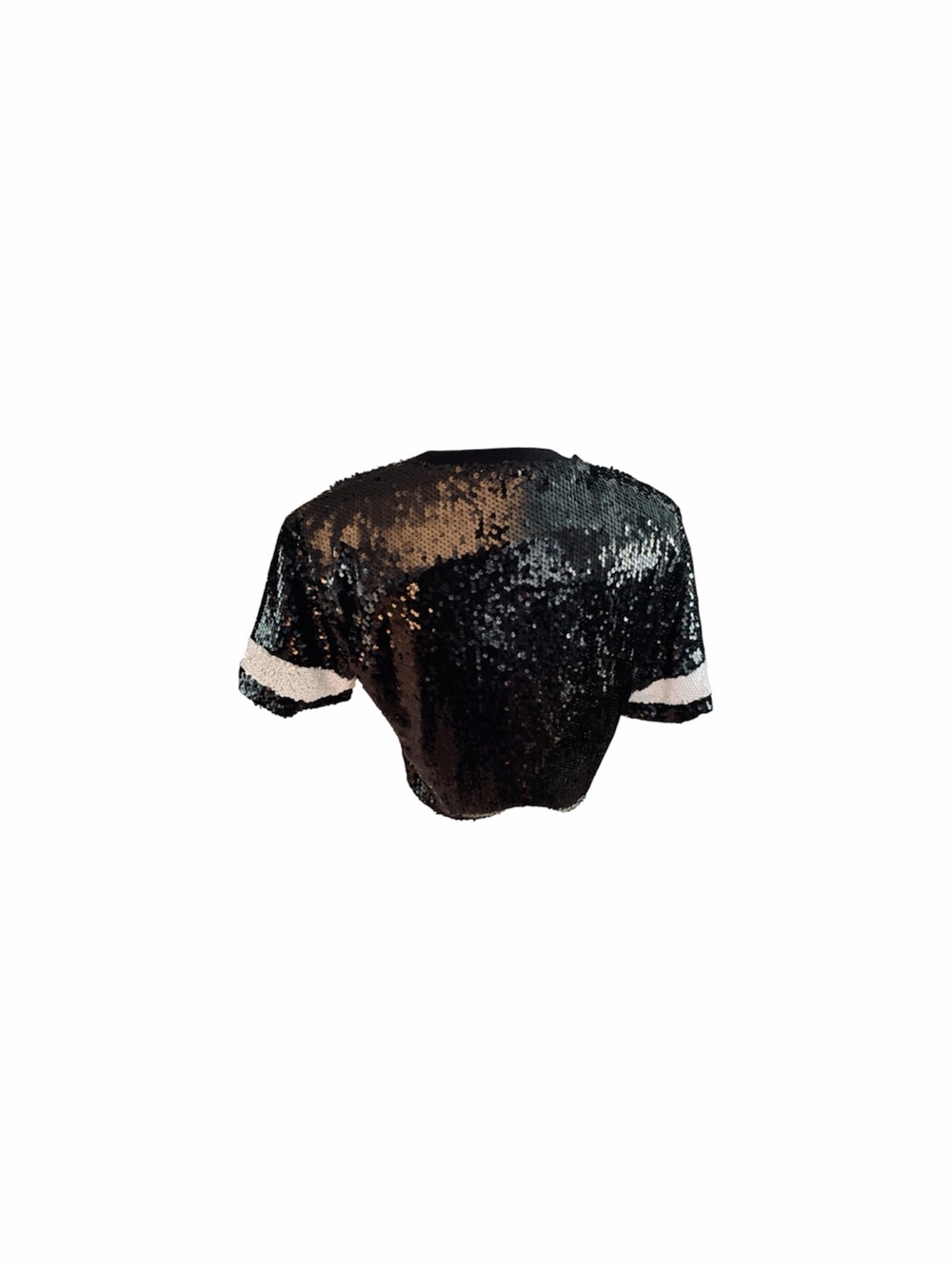 Women’s “Game Day" Black & White Sequin Crop Top by Le Lis Collection - Picture 4 of 7